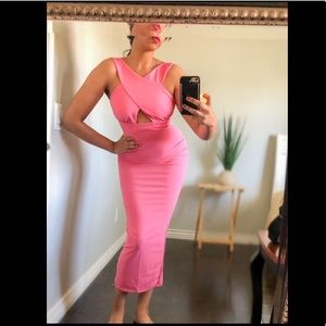 Bubble Gum Pink Midi Dress